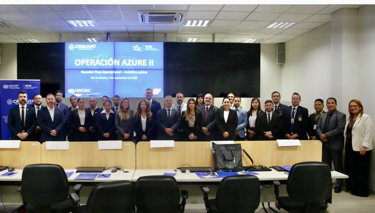 CRIMJUST_UNODC's tweet image. 🇧🇷 First debrief in Rio at #CPPI with 🇧🇷🇨🇱🇬🇹🇭🇳🇺🇾 sharing results &amp;amp; lessons learned.
➡️ Next: West Africa &amp;amp; Caribbean debriefs—final results soon!