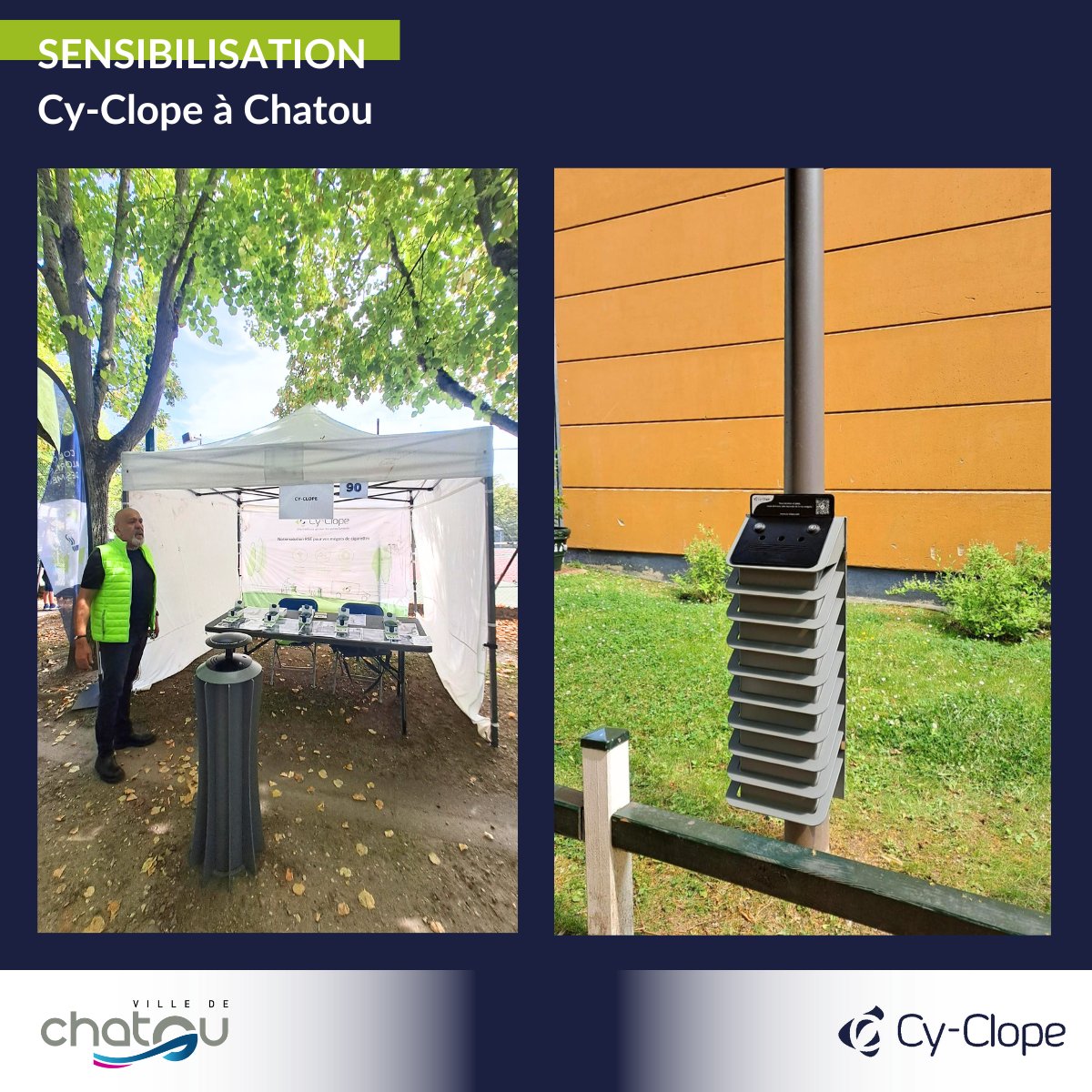 Samedi 6, nos équipes ont mené une action de sensibilisation dans la <a href="/VilledeChatou/">Ville de Chatou</a>  où nous avons installé 13 Cy-Clopeurs.
Chaque mégot jeté au bon endroit devient une ressource énergétique ! 💡

<a href="/iledefrance/">Région Île-de-France</a> Une initiative à reproduire dans toute l'Île-de-France !

#RSE