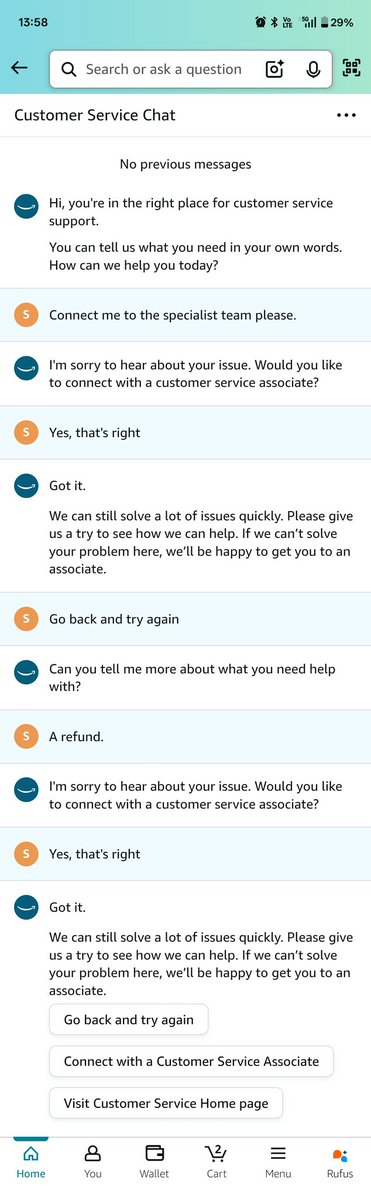 Shalini_Mohan's tweet photo. @AmazonHelp Ok. Have used the link you sent. This is the result. Customer service tells me there is an open ticket they're unable to resolve and contact you. Now what https://t.co/caQCzo3DPV