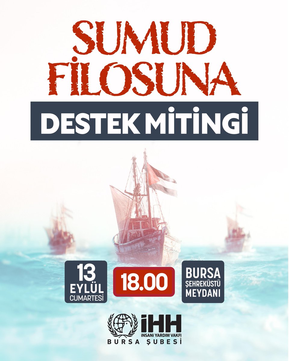 🇵🇸 Sumud Filosu’na Destek Mitingi!

Gazze’deki ablukayı kırmak ve soykırımı durdurmak amacıyla yola çıkan Küresel Sumud Filosu'na destek olmak için buluşuyoruz.

📍 Şehreküstü Meydanı

🗓️ 13 Eylül Cumartesi
🕑 18:00