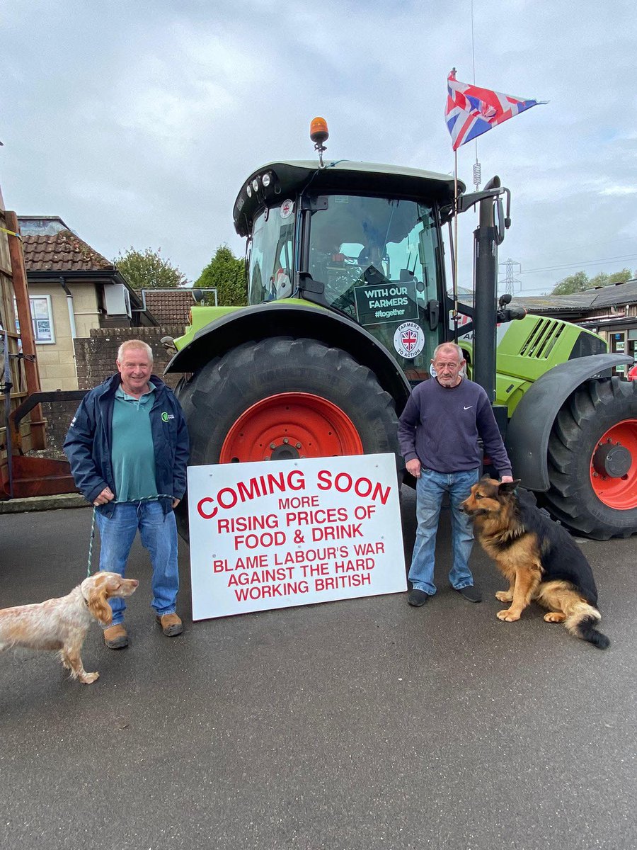 Amazing support from Farmers and the public on our journey so
far! Lovely day at Frome Market yesterday! 

Special mention to the man on the left Phillip Hill has lent us his sign he has made for us.

Todays leg will be as follows: 

Frome market
Frome town,
A362 to Radstock
A367