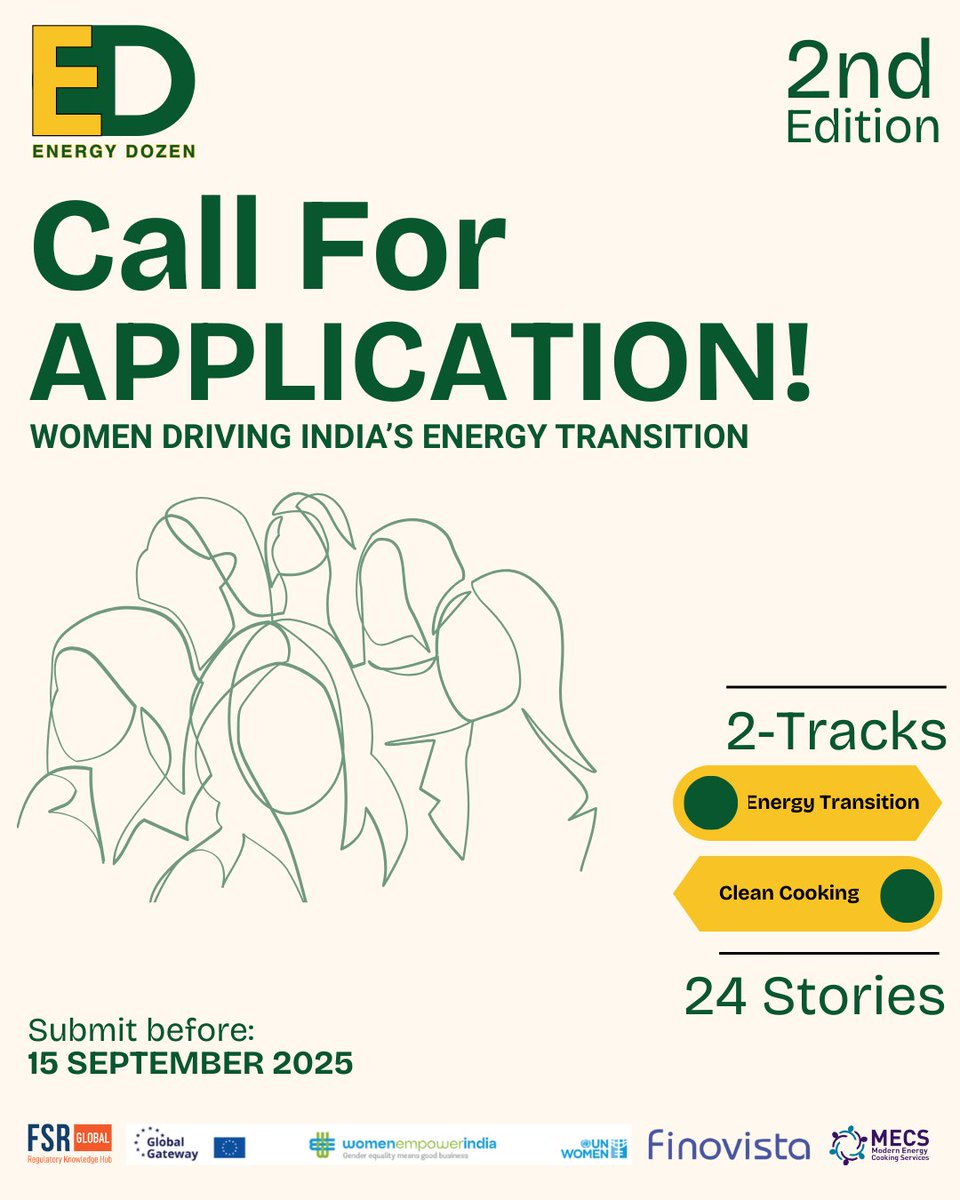 unwomenindia's tweet photo. 📢Apply for 𝗘𝗻𝗲𝗿𝗴𝘆 𝗗𝗼𝘇𝗲𝗻 2.0 by 15 Sept 2025

Spotlighting 12 women leading India’s #EnergysectorTracks
 🔹 𝗘𝗻𝗲𝗿𝗴𝘆 𝗧𝗿𝗮𝗻𝘀𝗶𝘁𝗶𝗼𝗻 
 🔹𝗖𝗹𝗲𝗮𝗻 𝗖𝗼𝗼𝗸𝗶𝗻𝗴  
Details: https://t.co/veE30GUTdn

#WomenInEnergy #Leadership #EnergyTransition https://t.co/cOHU6wGci8