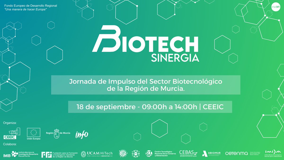 🔬 ¡Conecta con el futuro de la biotecnología! 🌱

El próximo 𝗷𝘂𝗲𝘃𝗲𝘀 𝟭𝟴 𝗱𝗲 𝘀𝗲𝗽𝘁𝗶𝗲𝗺𝗯𝗿𝗲 𝗱𝗲 𝟮𝟬𝟮𝟱, 𝗱𝗲 𝟬𝟵:𝟬𝟬𝗵 𝗮 𝟭𝟰:𝟬𝟬𝗵, te invitamos a participar en un evento único en el Edificio CEEIC, Cartagena, dirigido a empresas, proyectos de base
