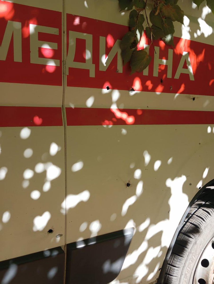 Yet again, an ambulance became a russian target in Kharkiv Oblast, two medics were injured.