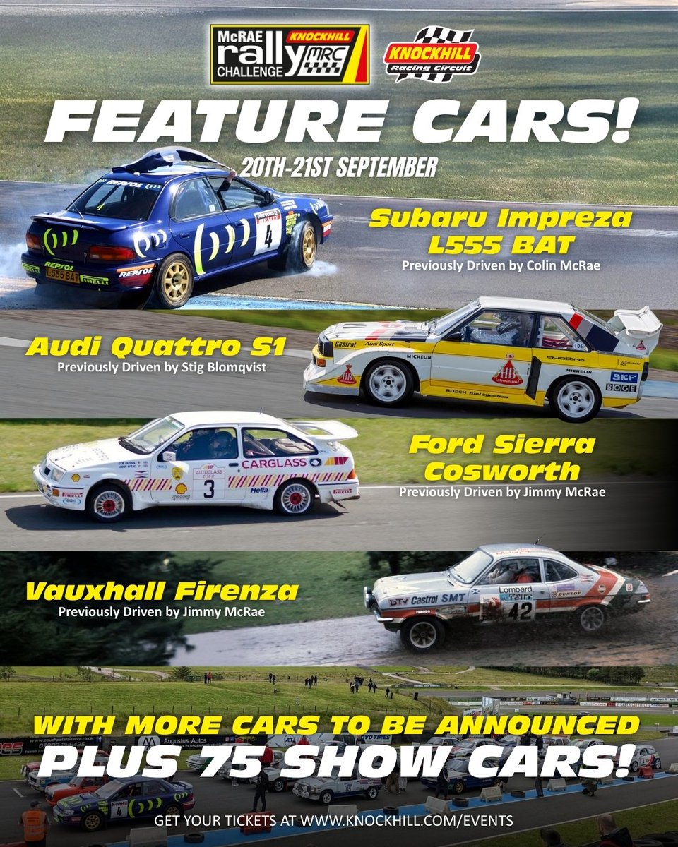 In addition to a star-studded lineup of drivers, the McRae Rally Challenge also boasts an incredible collection of iconic rally cars!

🏁 International McRae Rally Challenge
🗓️ 20th - 21st September
📍 Knockhill Racing Circuit
🎟️ Get your tickets via knockhill.com/events