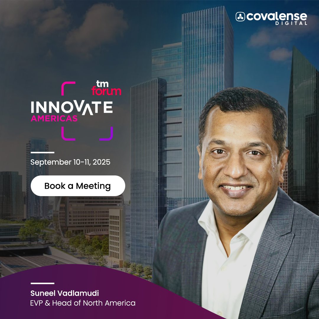 Our EVP &amp; Head of North America, Suneel Vadlamudi, is at #InnovateAmericas in Dallas! He's ready to discuss how #AgenticAI is revolutionizing #BSS for #telcos. Let's talk digital transformation and growth. Book a meeting with him to learn more! covalensedigital.com/events

#TMForum