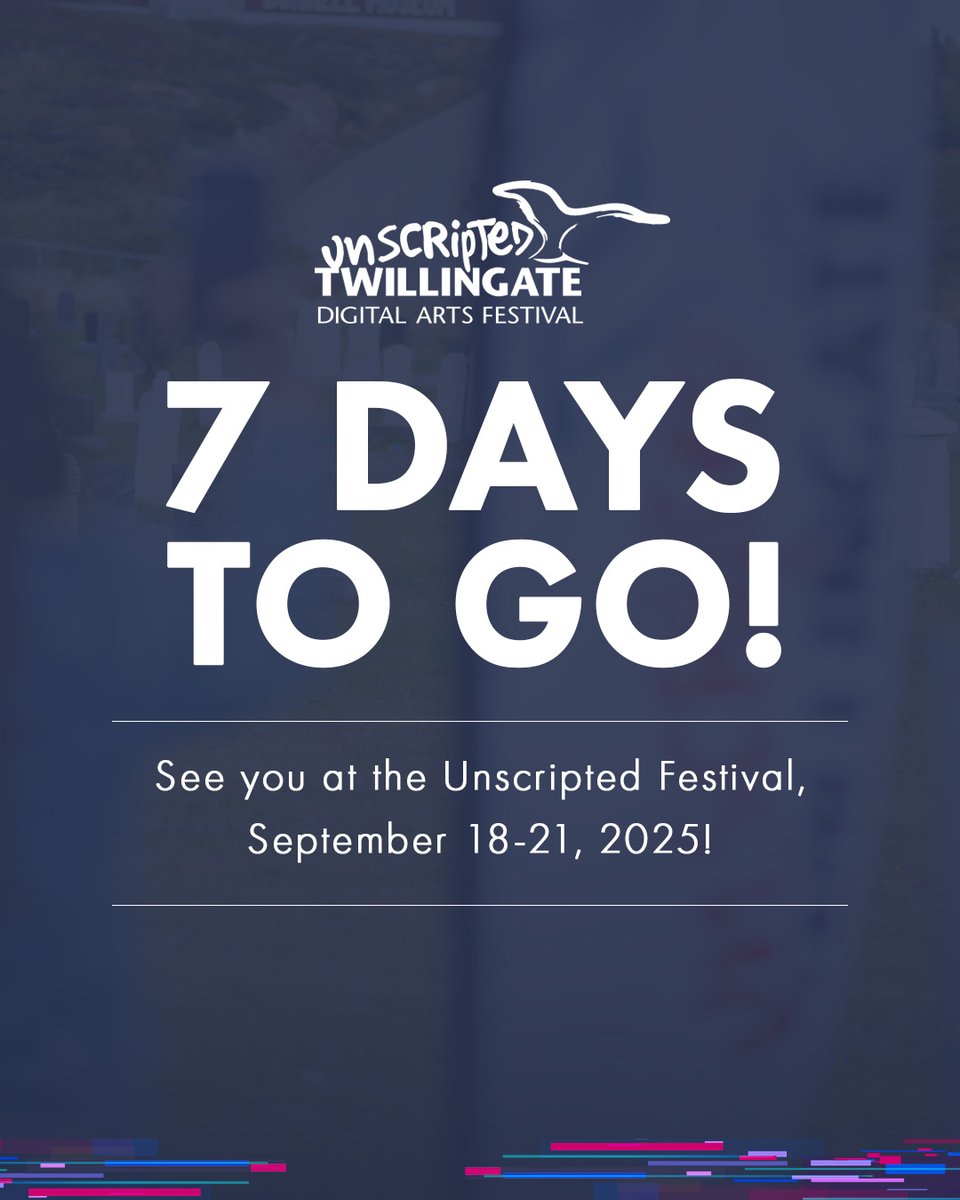 UnscriptedF's tweet image. One week to go! ✨

In just 7 days, Twillingate transforms into a creative haven for the Unscripted Festival, four days of digital arts, powerful storytelling, and coastal magic.

Be part of the experience. Grab your tickets: unscriptedfestival.com

#Unscripted2025