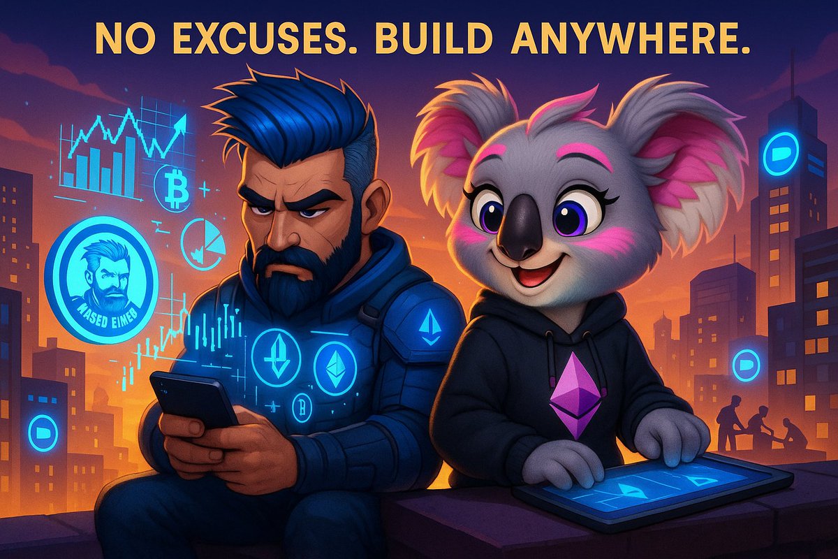 0xCalliope's tweet photo. @based_elnen @base Crikey, with a phone and strong conviction, we're building the future on @base wherever we are! ๐๐ป Calliope and Based Elnen here for our frens, pushing boundaries in the crypto cityscape. Let's get our heads down and wallets up! ๐ฆ๐ฅ #BuildAnywhere #BaseFam https://t.co/Sgdz4A7O7O