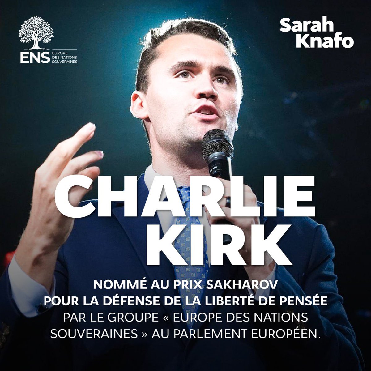 🔴 Avec mon groupe ENS au Parlement européen, nous venons de proposer Charlie Kirk pour le prix Sakharov, qui distingue les grands défenseurs de la liberté de pensée.

Pourvu que les groupes européens s’unissent pour honorer sa mémoire et dire non à la violence.