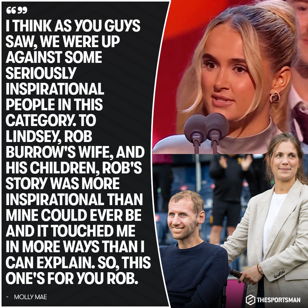 💬 Molly Mae is getting a lot of stick for winning Best Documentary over the incredible 'There's Only One Rob Burrow' but it's the country that voted and she needs to be given credit for her incredibly classy speech.

Rob Burrow doesn't need an award to be recognised as a true