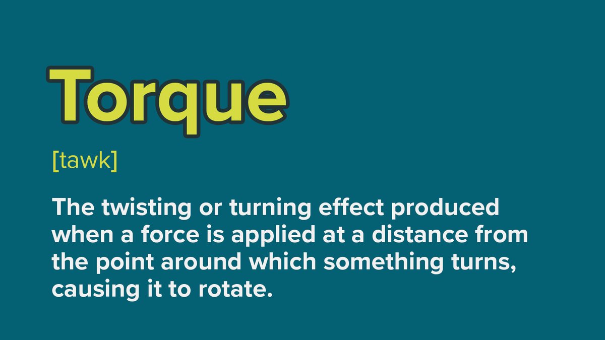 gsc1's tweet image. #ScienceWordOfTheWeek

⚙️ Torque - The twisting or turning effect produced when a force is applied at a distance from the point around which something turns, causing it to rotate.