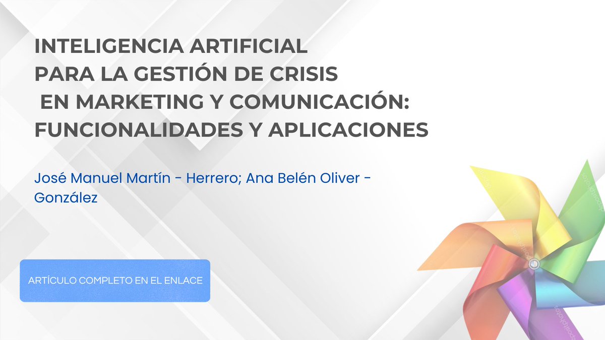 ✍️ Les invitamos a leer el artículo de José Manuel Martín y Ana Belén Oliver-González sobre la aplicación de la IA para la gestión de crisis.
Artículo completo: acortar.link/4QSEpP