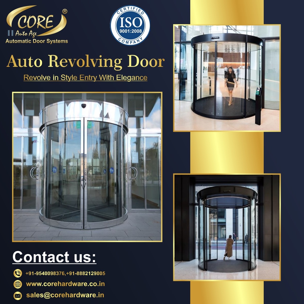 coreautoage's tweet image. Step into innovation with Core&apos;s Auto Revolving Door — seamless entry, modern design, and unmatched efficiency.

#AutomaticRevolvingDoor #RevolvingDoor #SmartEntry #ArchitecturalHardware #AutomatedDoors #LuxuryEntrances #CoreHardware
