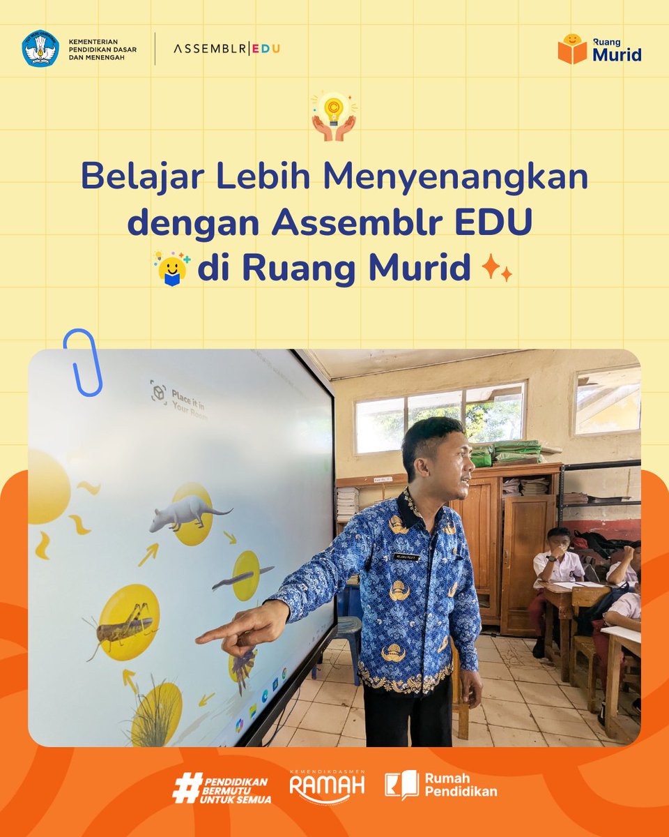 assemblrworld's tweet image. Assemblr EDU kini telah hadir di Ruang Murid! 

Apa saja yang bisa diakses oleh Guru dan Murid? Baca thread ini sampai akhir untuk mempelajari selengkapnya ya! 🧵

#AssemblrEDU #RuangMurid #BelajarSeru #3D #AugmentedReality #Kemendikdasmen #RumahPendidikan