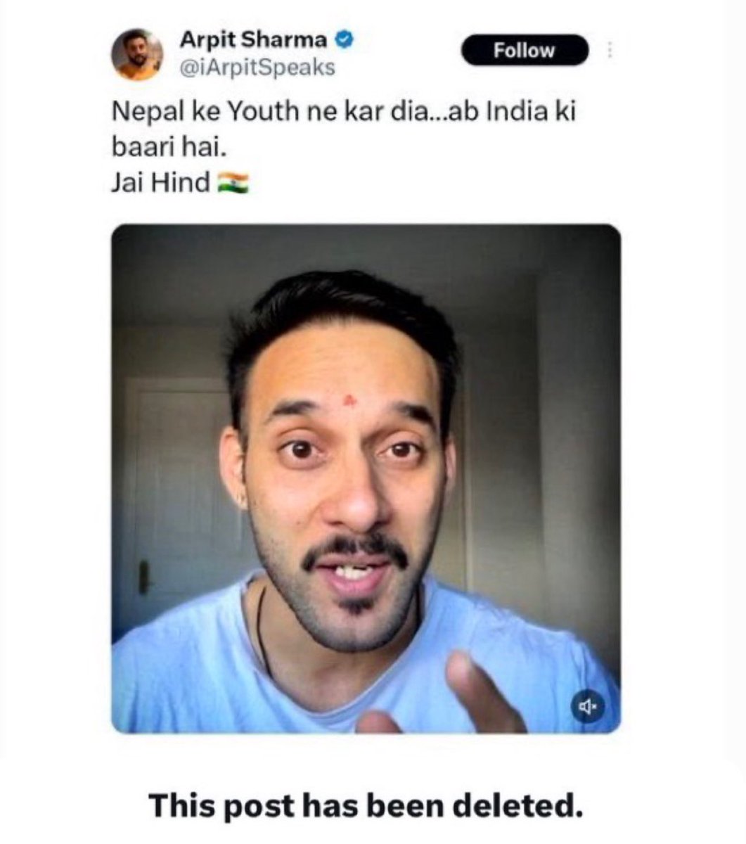 shashank_ssj's tweet image. Coward @iArpitSpeaks has silently deleted his post in which he was instigating Indian youth towards violence.

@HMOIndia &amp;amp; @DelhiPolice must not let him get away freely.

Link: x.com/iArpitSpeaks/s…

Action must be taken.