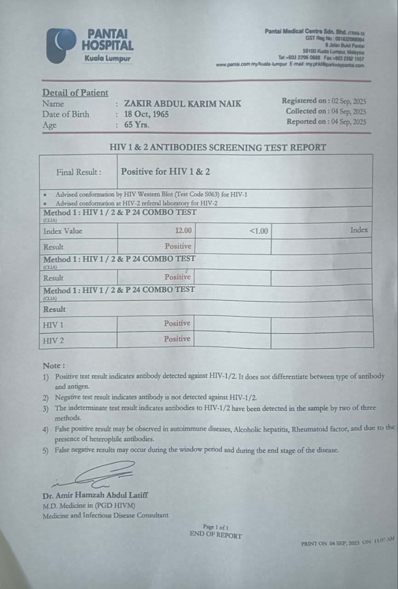 Rushiletstalk's tweet image. Proof Confirmation of zakir Naik's Aids rumours it's positive 🙃