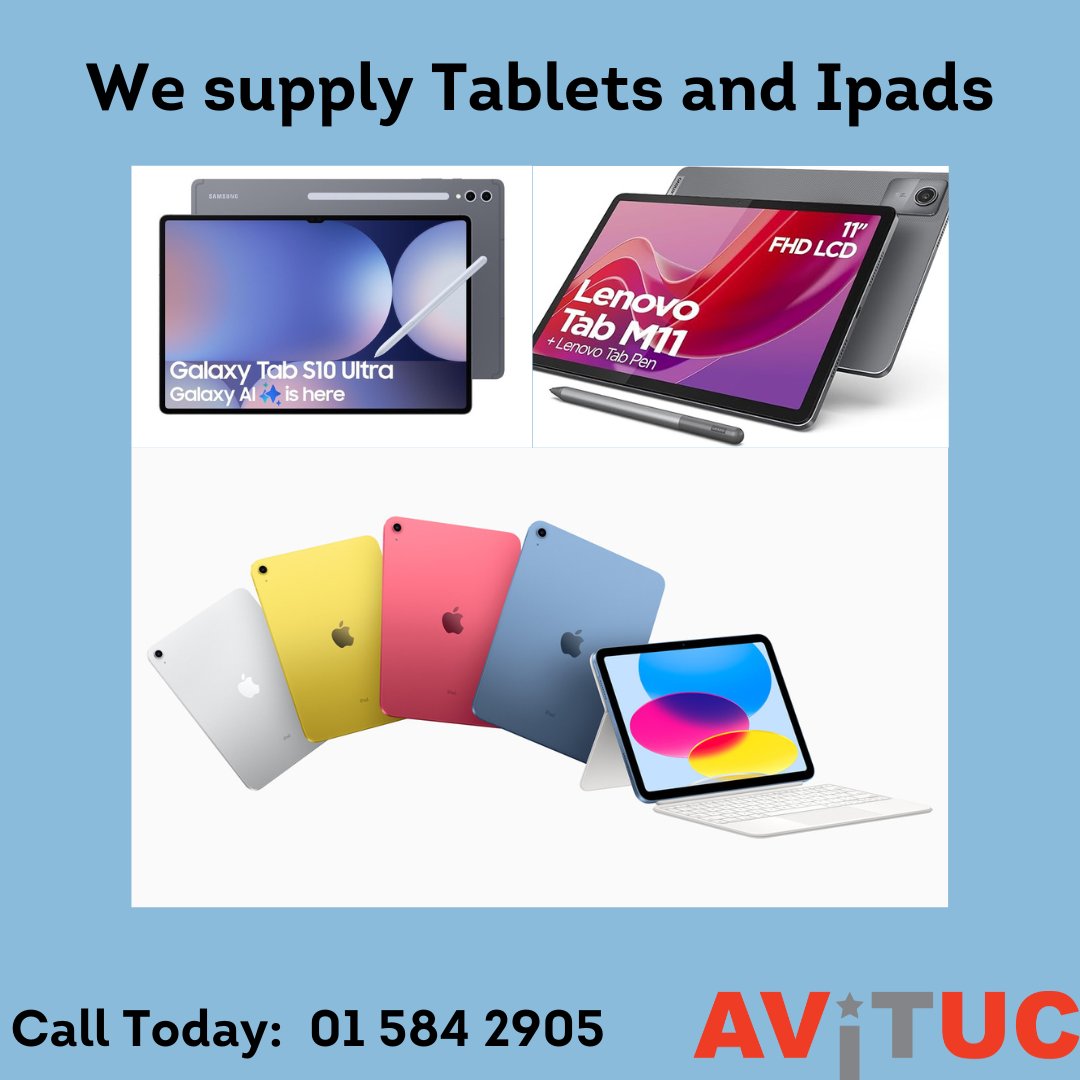 Avituc_Limited's tweet image. Whatever your tablet needs, AVITUC is always there to supply the best in the market.

Perfect for interactive lessons, collaboration, and digital learning. 

Contact us today on 01 584 2905.

#Tablets #LatestTech #SchoolICT #ITSupplier  #EdTech #Tablets