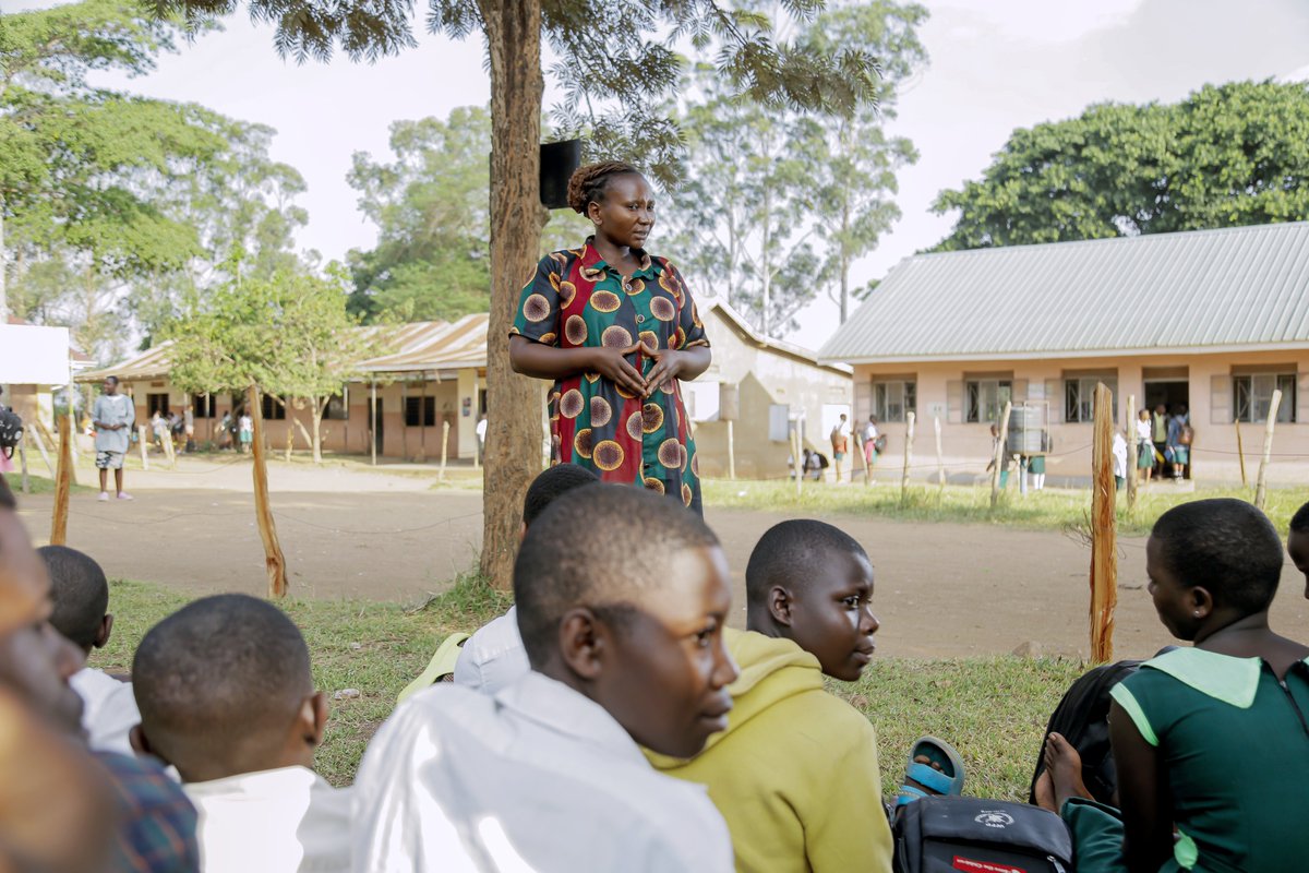 acfode's tweet photo. As we continue to countdown to #ACFODEat40, today we celebrate the story of Musabyimana Esperance, a teacher & senior woman leader at Bukere Primary School. Faced with rising cases of SGBV among learners, she became patron of ACFODE’s GBV Prevention Club—determined to act.
Through her leadership, learners now know the different forms of violence, how to report them, & where to seek support. Their vigilance has saved classmates from abuse & even kidnapping, proving the power of awareness.
Cases of violence in her school have dropped, while learners gain confidence, reproductive health knowledge & skills in conflict resolution. Club members now act as role models, organizing debates & leading by example.
Esperance no longer carries the weight alone - together, teachers, students & ACFODE are building safer schools & communities.
#EndGBV #YouthVoices #GenderEquality #ACFODEat40