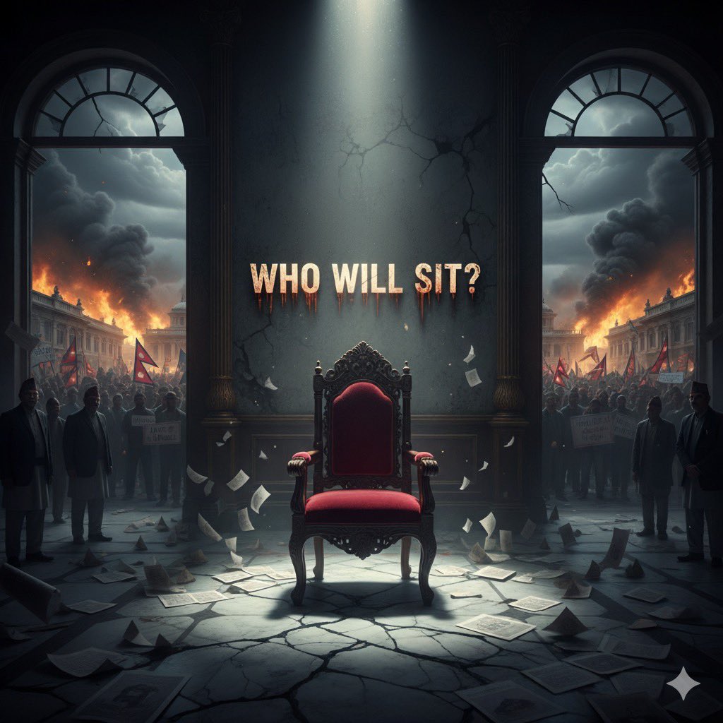 thenepaly's tweet image. 🔥🇳🇵 “प्रधानमन्त्रीको कुर्सी खाली छ…  नेपाल — इतिहासको मोडमा।”

#NepalProtest #GenZMovement #EmptyChair #PoliticalCrisis #NewNepalDream #VoiceOfPeople #NepalAtCrossroads