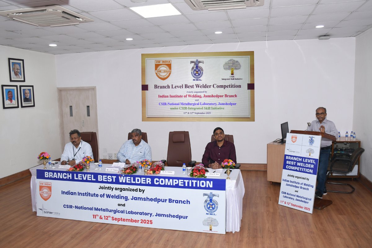 CSIR_NML's tweet image. The Indian Institute of Welding (IIW), in collaboration with CSIR–NML, organized the Branch Level Best Welder Competition on September 11 under the CSIR–Integrated Skill Initiative. The event formed a part of the National Skill Competition for the Best Welders–2025. @CSIR_IND