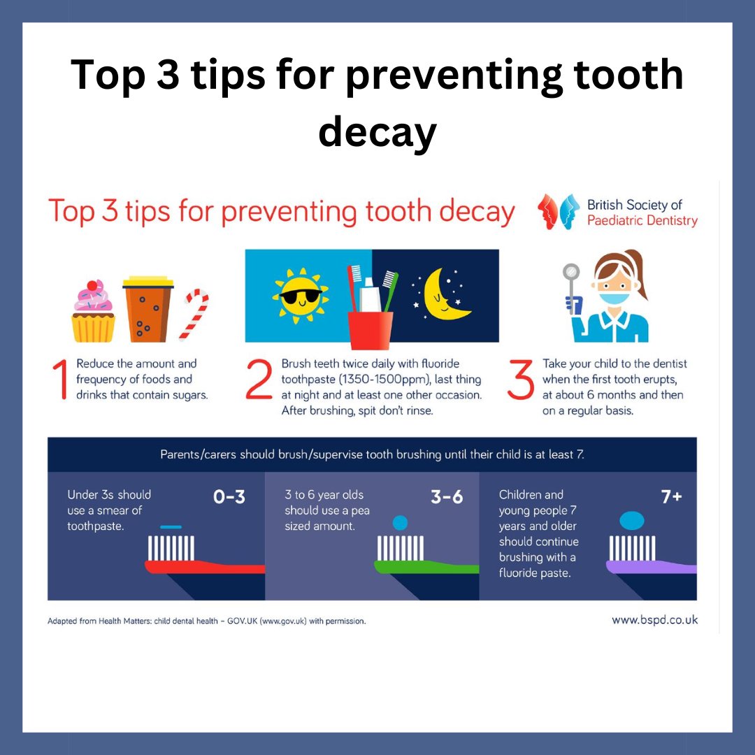 NHSOHI's tweet image. 🦷✨ Top 3 Tips to Prevent Tooth Decay – From the Oral Health Foundation ✨

🦷 Tooth decay might be common, but it’s totally preventable! Here are the Oral Health Foundation’s top 3 ways to keep your smile strong and healthy.#ToothDecay #OralHealthTips #HealthySmiles #Childsmile