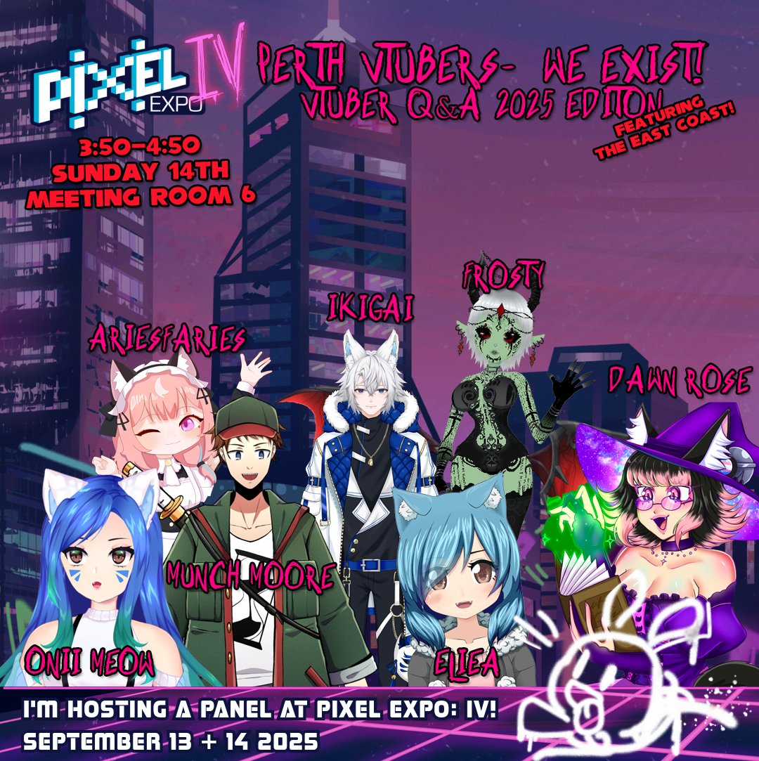 Day 2 (Sunday) of <a href="/MyPixelExpo/">Pixel Expo</a> IV!

Level Up Your D&amp;D Game ft. <a href="/RoseyDreamerx/">Rosey (BG3 Cult Member)</a> <a href="/osullivankate/">Kate O'Sullivan</a> : 10-10:30am (Panel Room)

Lunars Stream ft. <a href="/veenusau/">Victory Venus 🔜 Pixel Expo</a> <a href="/Zellstice_/">Zellstice 🔜 Pixel Expo IV</a> : 12-2:30pm (Pixel Studio)

Vtuber Q&amp;A Panel! Ft. @oniimeow <a href="/ariesfaries_vt/">AriesFaries</a> <a href="/munchie645/">Munch Moore ⌛ ENVTuber | Return Arc</a> <a href="/DJ_Ikigai/">Ikigai 🌸イキガイ</a>, Frosty &amp; <a href="/Eliea944/">Eliea【ENVtuber】</a>