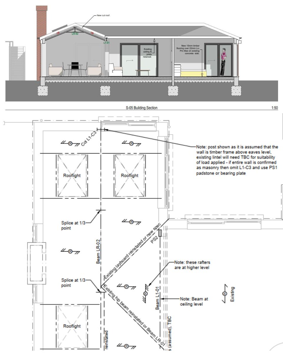 #DrawingsToRealityWe worked with #SimonMerronyArchitects to provide the #StructuralDesign, replacing the existing trussed roof with a stunning new vaulted #roof. An impressive 8m-long ridge #beam supporting the new roof—delivered and installed in one piece, without #splicing!