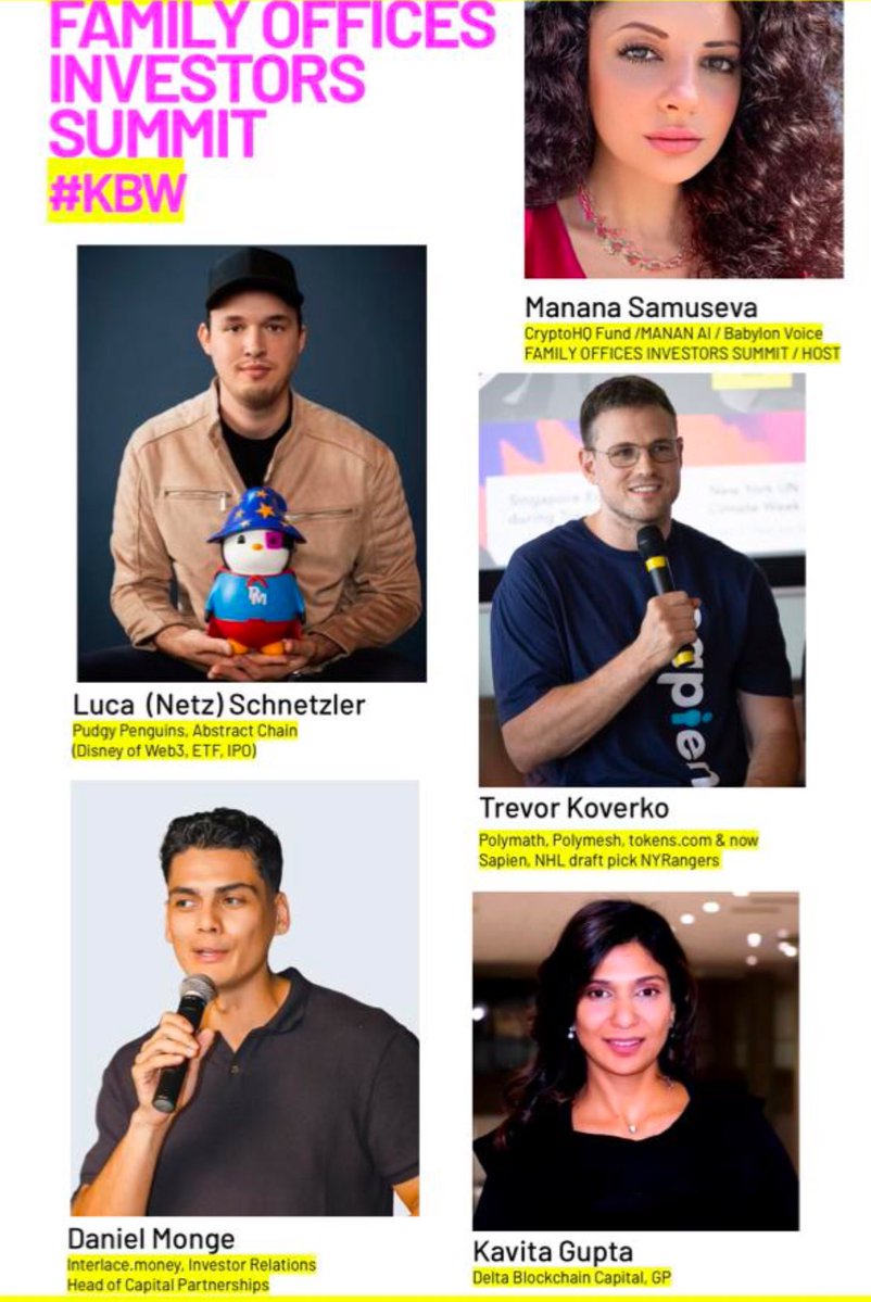 Daniel | Crypto & AI (@danielmongexyz) on Twitter photo Speaker at the <a href="/FOISummit/">Family Offices Investors Summit</a>
Alongside some wizards in Web3 🥊
<a href="/MananaSamuseva/">Manana Samuseva📍NYC</a>
<a href="/LucaNet/">Lucanet</a>
<a href="/trevorkoverko/">Trevor Koverko</a>
<a href="/KavitaGupta19/">Kavita Gupta</a> Speaker at the <a href="/FOISummit/">Family Offices Investors Summit</a>
Alongside some wizards in Web3 🥊
<a href="/MananaSamuseva/">Manana Samuseva📍NYC</a>
<a href="/LucaNet/">Lucanet</a>
<a href="/trevorkoverko/">Trevor Koverko</a>
<a href="/KavitaGupta19/">Kavita Gupta</a>