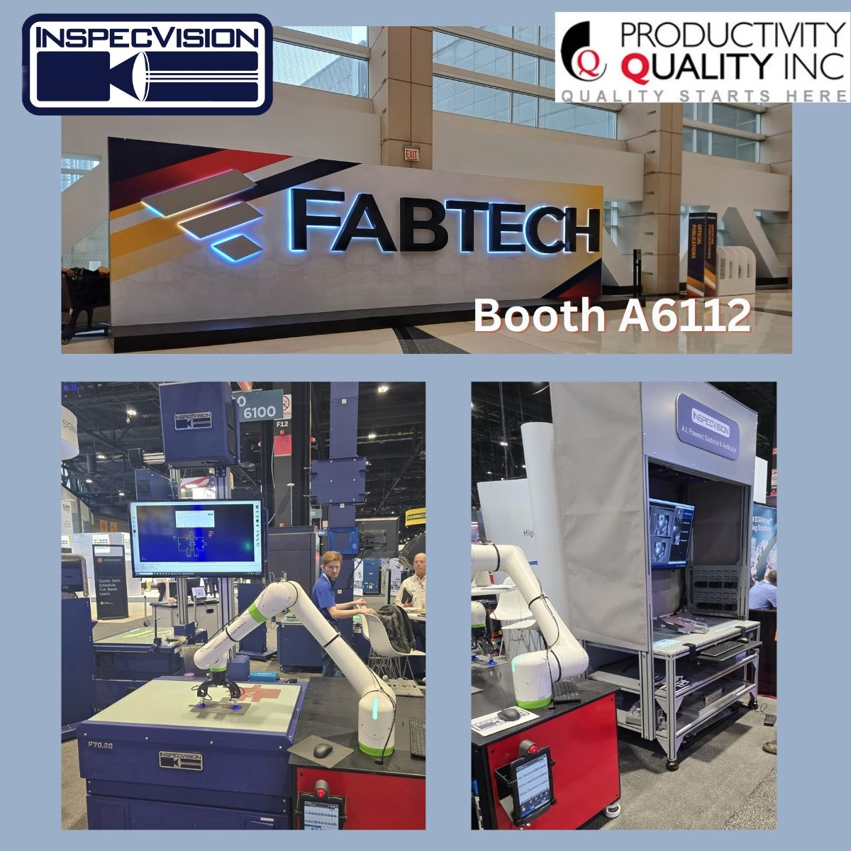 InspecVision's tweet image. Last day at @FabtechExpo Chicago!

It’s been a fantastic week showcasing our inspection systems here at North America’s largest metal forming, fabricating, welding, and finishing event.

If you didn’t get a chance to visit us yet, there&apos;s still time!
Drop by our booth today!