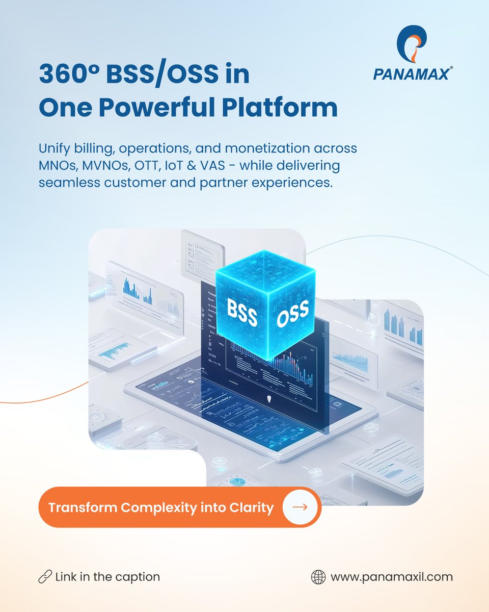 panamax_inc's tweet photo. Telecom’s biggest bottleneck? Complexity - fragmented systems, rising costs &amp; the race for IoT, OTT &amp; VAS. 🚀

BillCall BSS/OSS unifies billing, streamlines ops &amp; fuels growth with agility &amp; intelligence.

👉 https://t.co/1xlT1RMBA1

#Panamax #BSSOSS #TelecomInnovation https://t.co/5p2KwniDXp