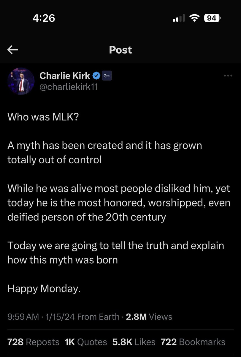 In all due respect, I do not want to see anyone comparing what happened to Martin Luther King Jr. especially when a lot of you love disparaging &amp; minimizing Dr. King’s legacy. You do not get to be Anti-Black American then try to cloak yourself in Black American Greatness.