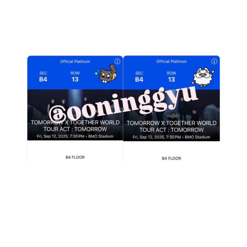 ooninggyu's tweet photo. wts (2) txt la bmo tickets floor 9/12/25
selling for a friend
$330 each
seats next to eo
can do paypal (g&s/f&f) or zelle
proofs on insta @/fleurgyus
WILLING TO NEGOTIATE JUST NEED TO SELL!!
#wtstxt #txtwts #txtla https://t.co/MxoR2OPOyV