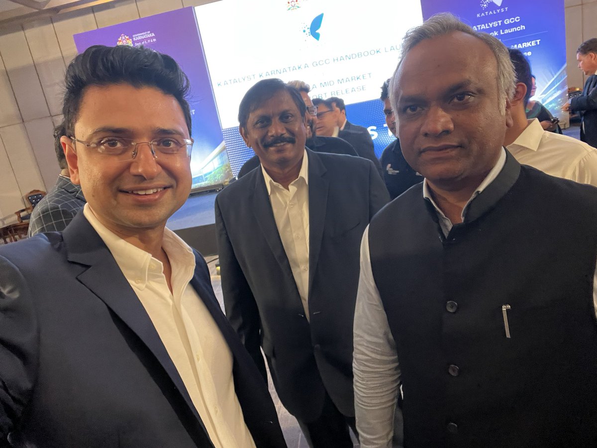 GoodWorksCoWork's tweet photo. CEO Vishwas Mudagal meets Hon’ble Minister for IT &amp; BT, Shri Priyank M Kharge, at the landmark Katalyst Karnataka GCC Handbook launch hosted by the Government of Karnataka.

#GoodWorksCoWorks #FutureOfWork #GCC #Bangalore #GoodWorks #GoodworksGroup https://t.co/L7HGILa5Nq