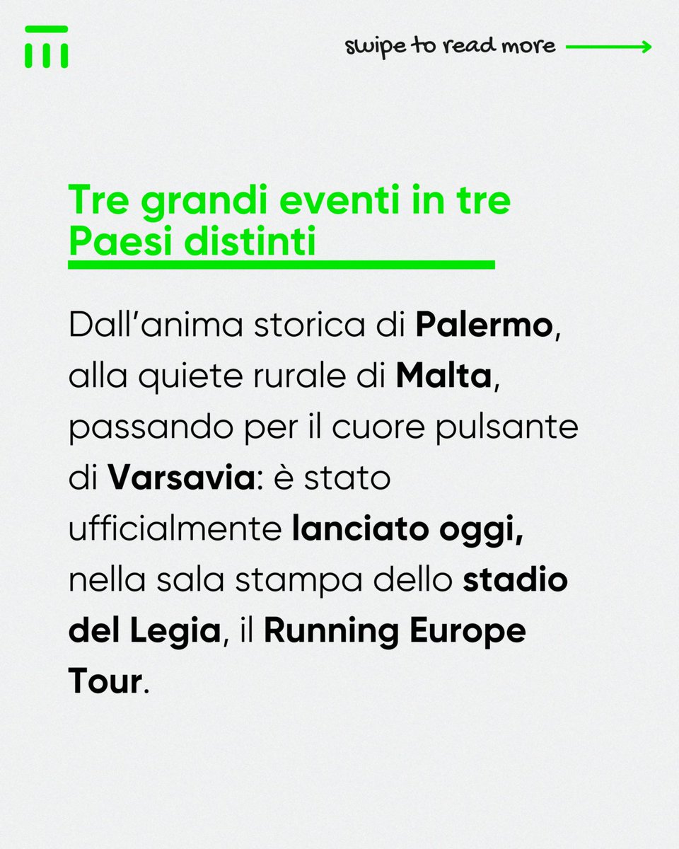 cciemalta's tweet photo. il Running Europe Tour, un nuovo circuito internazionale di corsa su strada che promette di cambiare il volto del podismo europeo [...]

👉Leggi l'articolo https://t.co/jXT9ZyRTWM

#RunningEuropeTour #Warsaw10K #PalermoHalfMarathon #ZurrieqHalfMarathon #SportAndTourism https://t.co/5bxu06OboI
