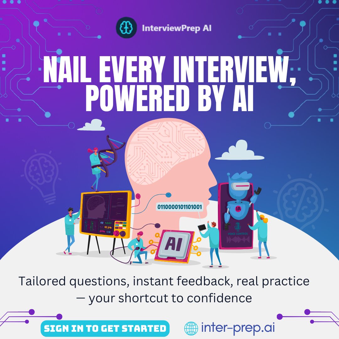 Interviewprep01's tweet photo. Boost your confidence with tailored questions, instant feedback, and real practice — your shortcut to success!

✅ Practice smarter, not harder
✅ Build confidence with every session
✅ Get interview-ready anytime, anywhere

 https://t.co/MzdSQYReDx https://t.co/8PfuO0kZOQ