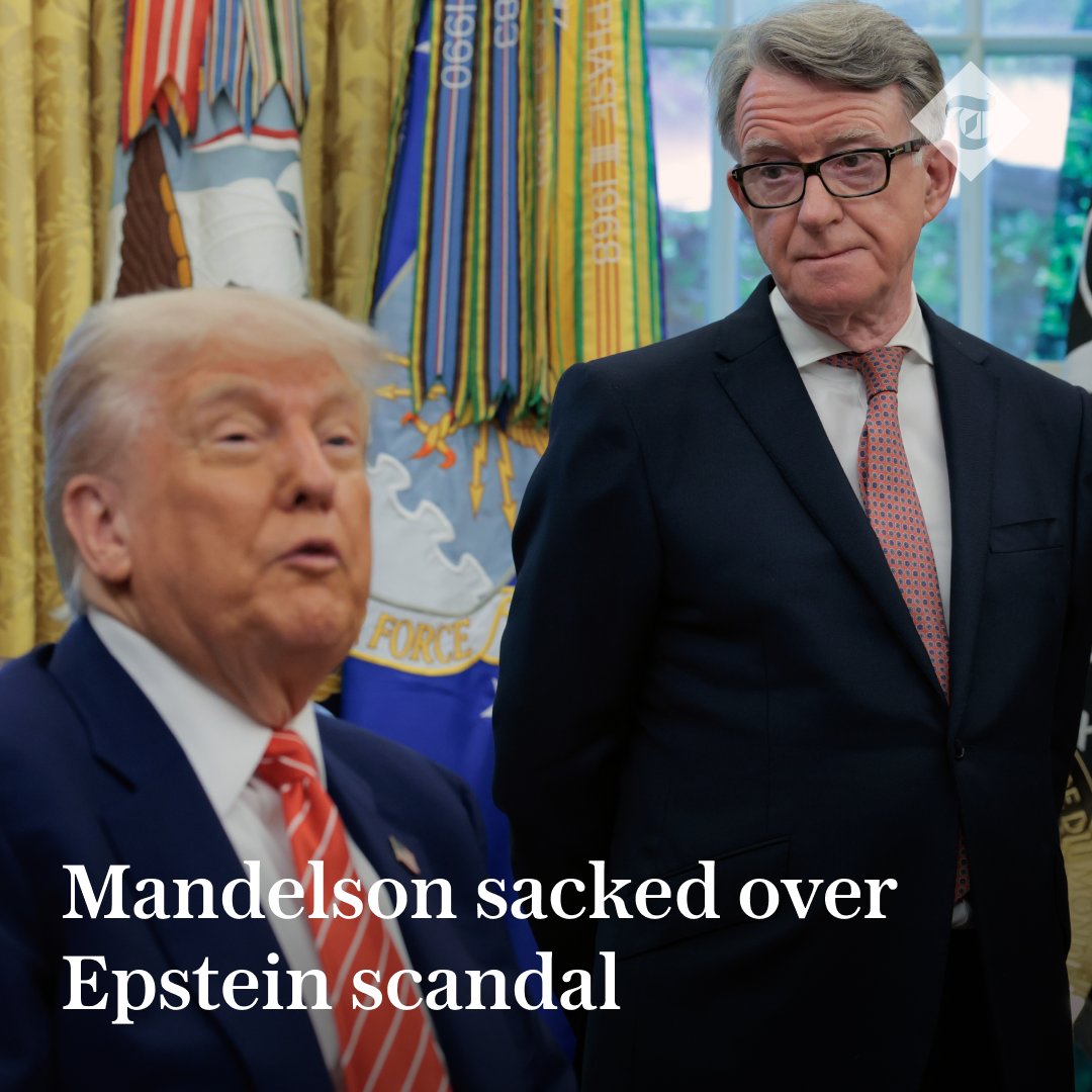 🚨 BREAKING: Lord Mandelson has been sacked as Britain’s ambassador to the US following damaging new revelations about his friendship with paedophile Jeffrey Epstein

Follow the latest ⬇️
telegraph.co.uk/politics/2025/…