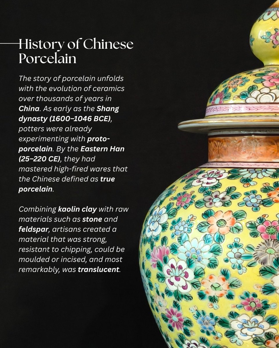 prinseps's tweet image. Often referred to as the “white gold of China”, the first traces of primitive porcelain dates back to the Shang dynasty of China (1600–1046 BCE). 

#chineseporcelain #porcelain #antiques #arthistory