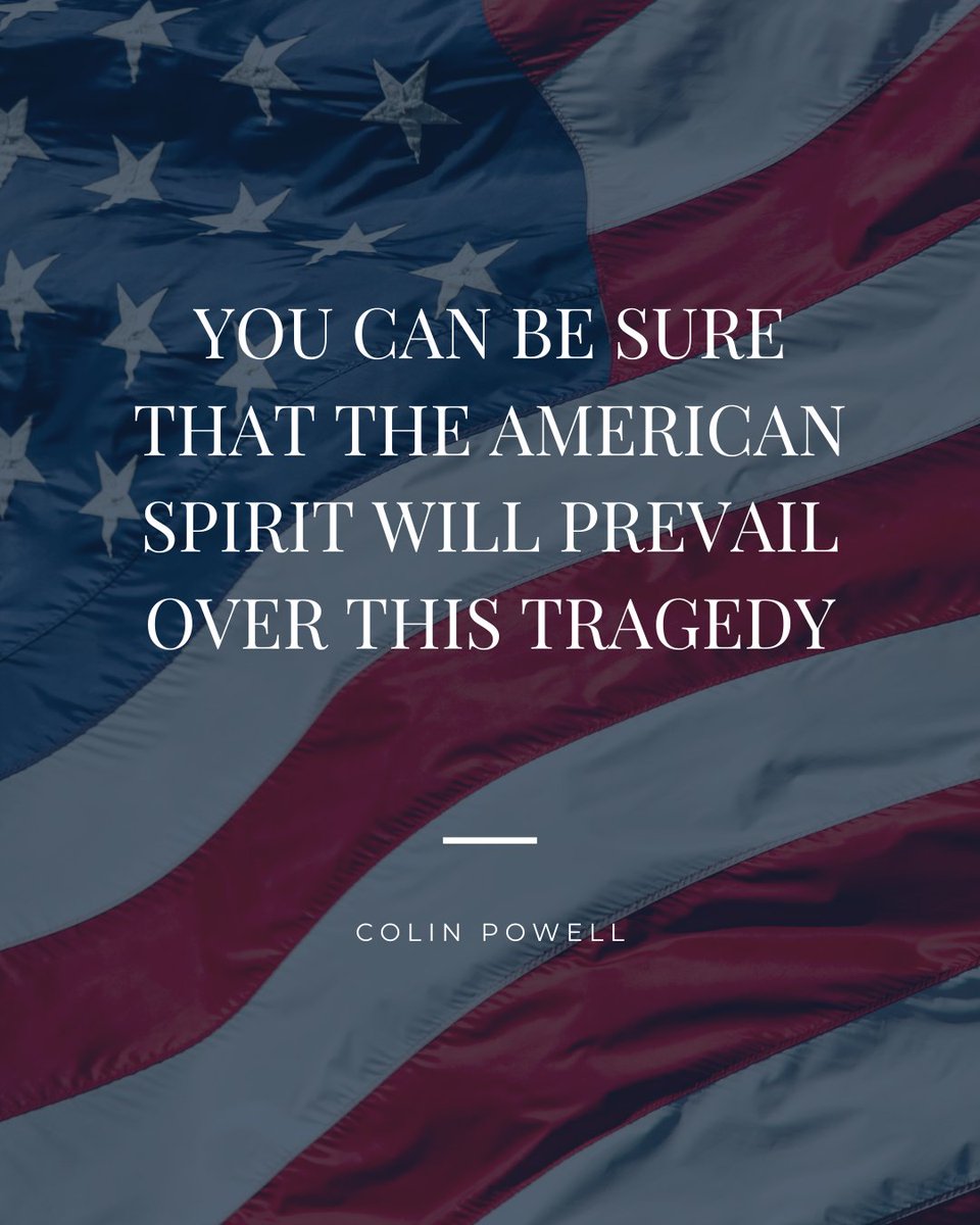 1st Brigade AROTC (@1arotc) on Twitter photo “You can be sure that the American spirit will prevail over this tragedy.” --Colin Powell
On this day, please take a moment to remember those who faced unspeakable adversity and those who gave their lives in doing so. “You can be sure that the American spirit will prevail over this tragedy.” --Colin Powell
On this day, please take a moment to remember those who faced unspeakable adversity and those who gave their lives in doing so.