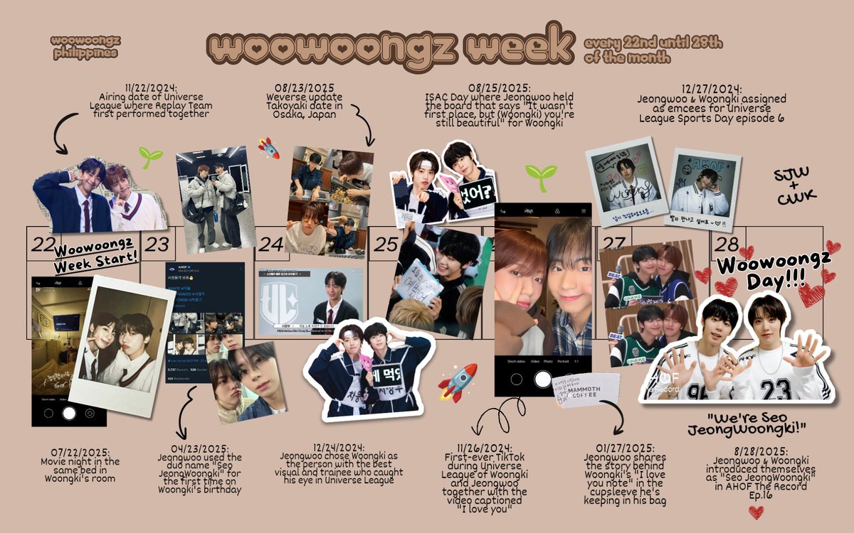 woowoongzph's tweet image. 🥨 WOOWOONGZ WEEK 🥯

Woowoongz Week starts on every 22nd until 28th of the month

Woowoongz Day is on the 28th🫶🏻

We shared our reasoning below for choosing these special dates. Let&apos;s celebrate together, Sproutrockets!🌱🚀

#서정웅기 #woowoongz
#JEONGWOO #서정우 #WOONGKI #차웅기
