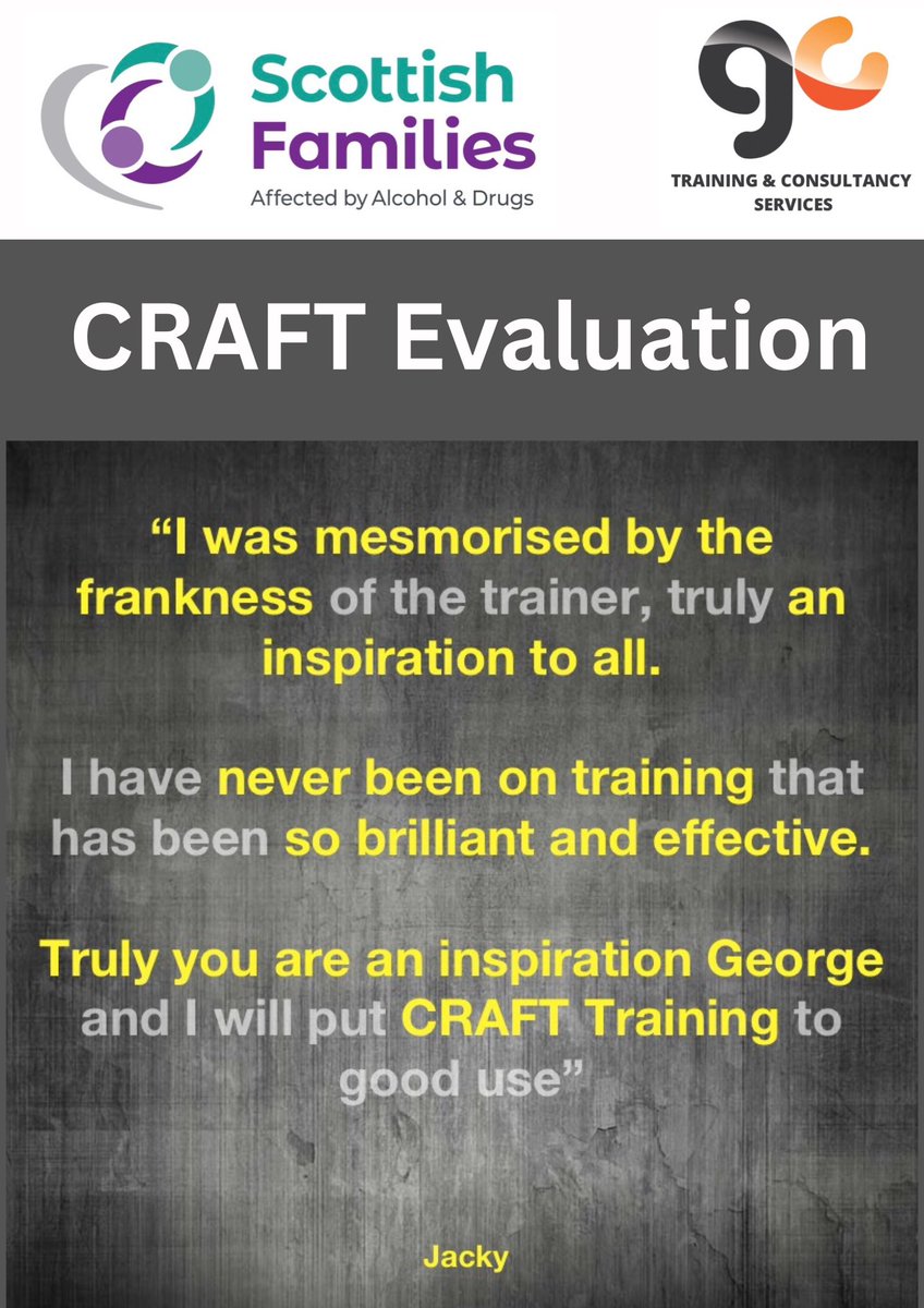 GBMC73's tweet photo. 🤓 Fancy 2 days of epic #CRAFT #Prac #Training 🤔 

👉🏻Brought in #partnership with  @ScotFamADrugs ✅ 

👉🏻Teaching an #evidence #based #HarmReduction intervention ✅  

👉🏻Taking place 6th &amp; 7th Oct ✅

👉🏻Wanna be #CRAFT #DAFT 

✅ 🤓Book ya place here 👇🏻

https://t.co/nDWHLrztfS https://t.co/VcZkDhf1eE