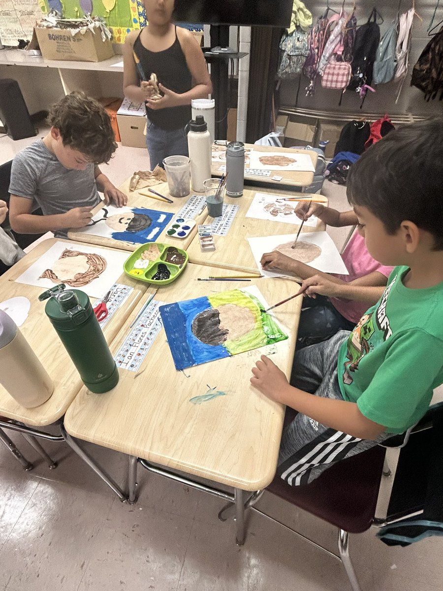 Painting our beautiful self portraits to accompany our “My Skin” poems after reading the books Sulwe and The Colors of Us for our September unit on skin color. <a href="/LISShines/">LIS Shines</a>