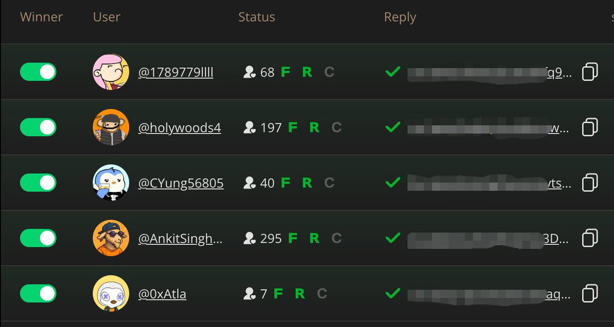Aurorai_spark's tweet image. 🥳🥳🥳Big congrats to our five lucky winners! 🌟🌟🌟

@1789779llll @holywoods4 @CYung56805 @AnkitSingh51926 @0xAtla 

You’ve got 24 hours to slide into my DMs and drop ur Spark address again. 

⚠️⚠️⚠️If you miss the 24h window, the system auto-rerolls and new winners get…