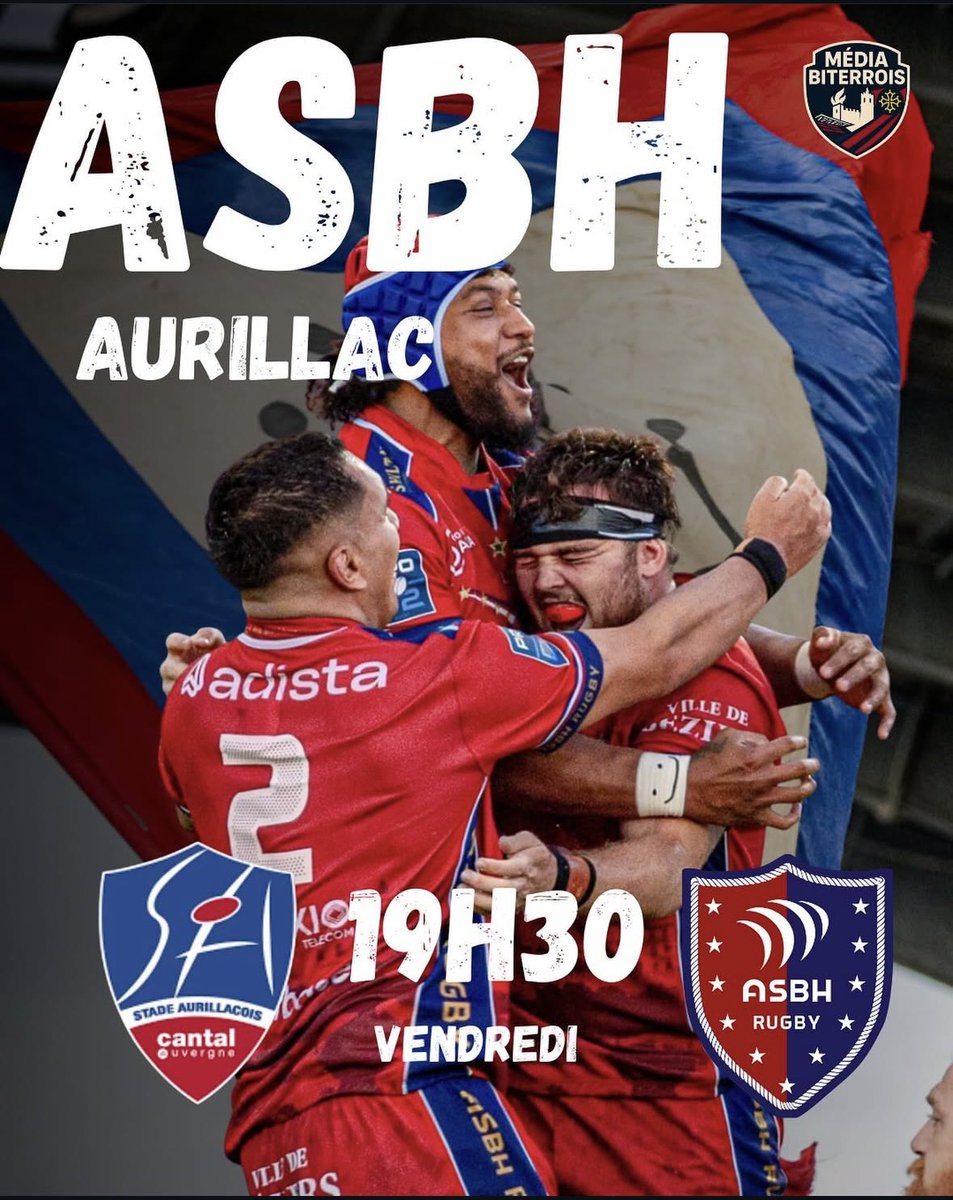 MediaBiterrois's tweet photo. 🏉 ASBH 🏉

Prochain rendez-vous pour nos rugbymen avec un déplacement du côté d’Aurillac.
On compte sur vous les gars, donnez tout sur le terrain 💪🔴🔵

#ASBH #ProD2 https://t.co/2kajN7A2HB