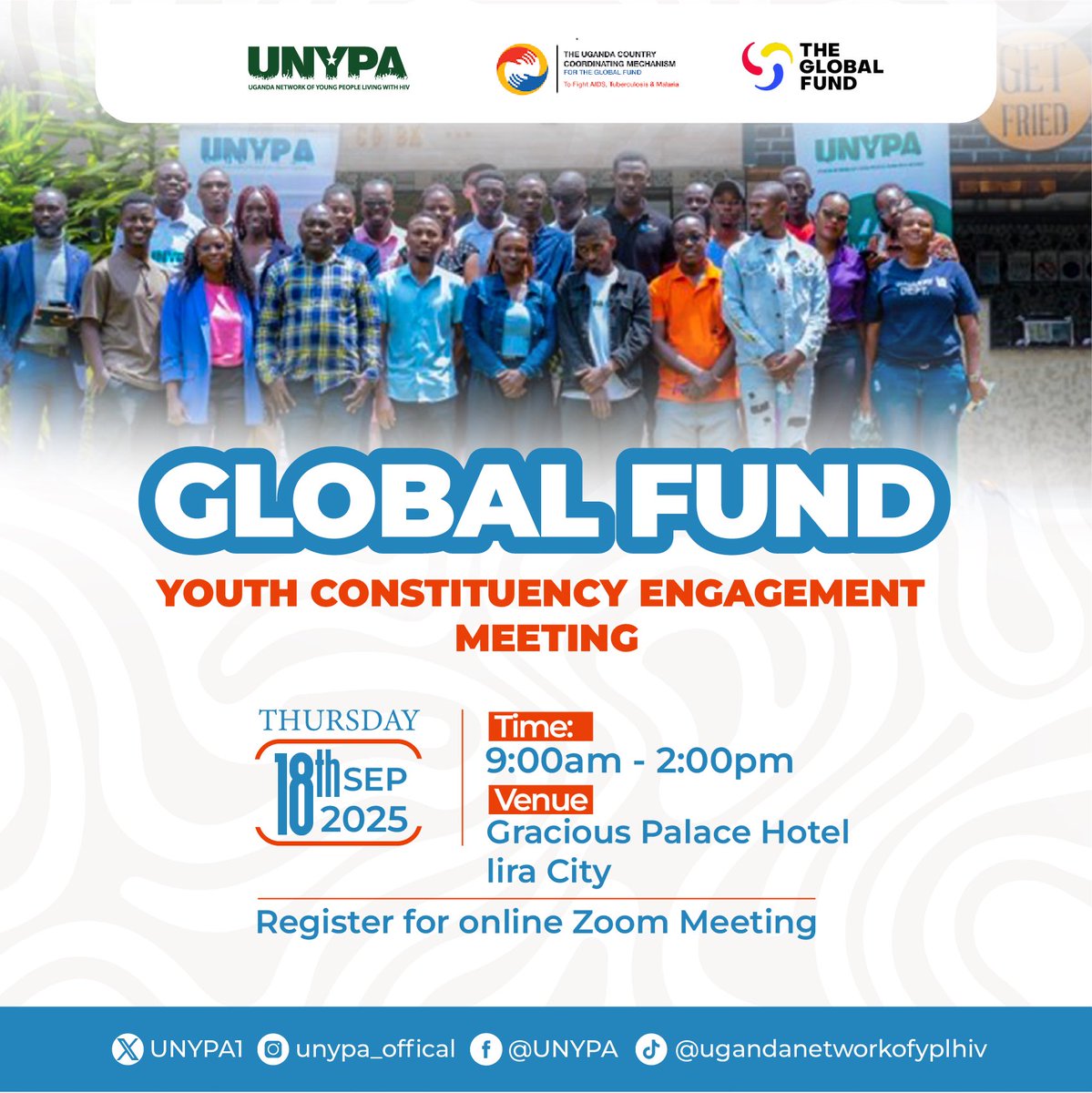 Pause your scrolling and embrace the moment.

Join us at the Global Fund Youth Constituency Engagement Meeting a powerful space to connect, inspire, and lead the way.

📍 Gracious Palace Hotel 🗓️ 18th Sept 2025 | 9am–2pm

Plug in online 👉events.teams.microsoft.com/event/36c2b653…

#Combat
