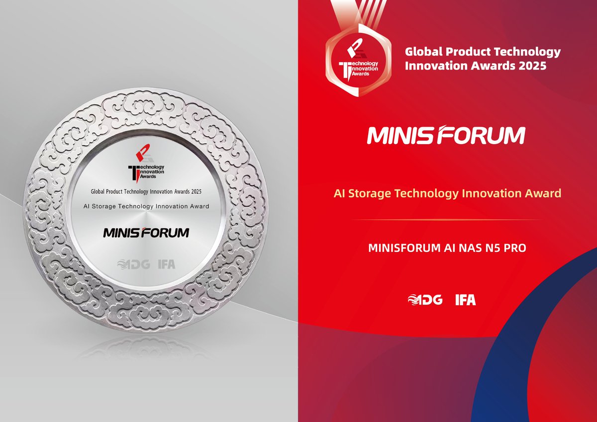 🎉 Watch the MINISFORUM AI NAS N5 Pro shine at #IFA2025!

A big thanks to <a href="/salve_tv/">salve.tv</a> for the amazing coverage 👉 salve.tv/tv/Salve/23592…

#MINISFORUM #N5Pro #AIStorage #TechInnovation