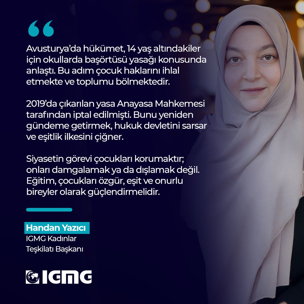 🇹🇷 Avusturya'da getirilen başörtüsü yasağı eşitlik ilkesi ile bağdaşmaz. #Avusturya #Başörtüsü