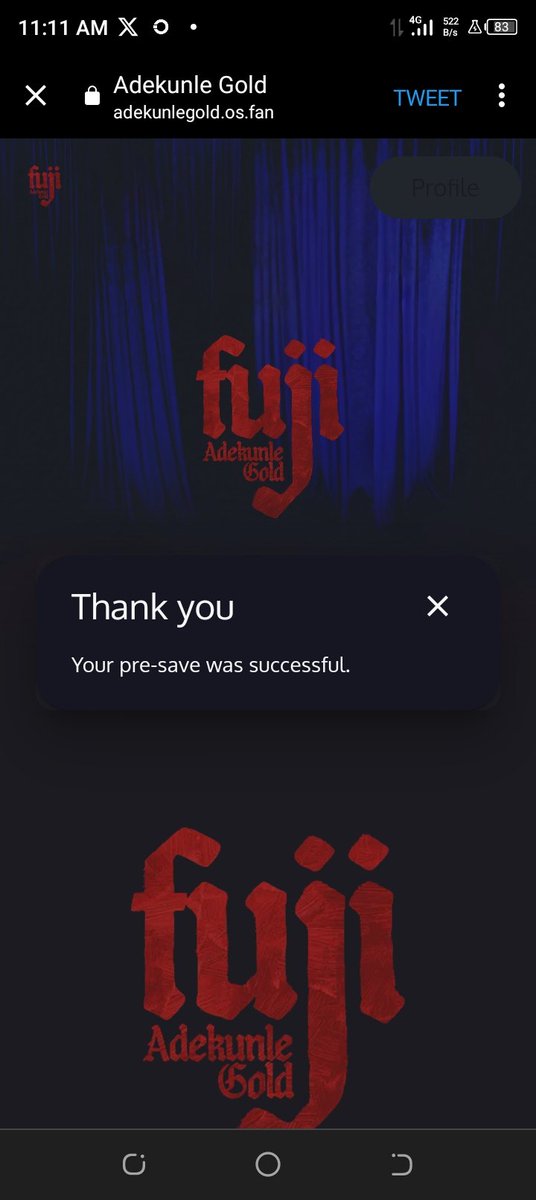 OlubunmiZa68727's tweet photo. Mo ti presave Fuji oo @adekunleGOLD counting down to Oct 3rd o ma loud https://t.co/cD6zRzAtKR