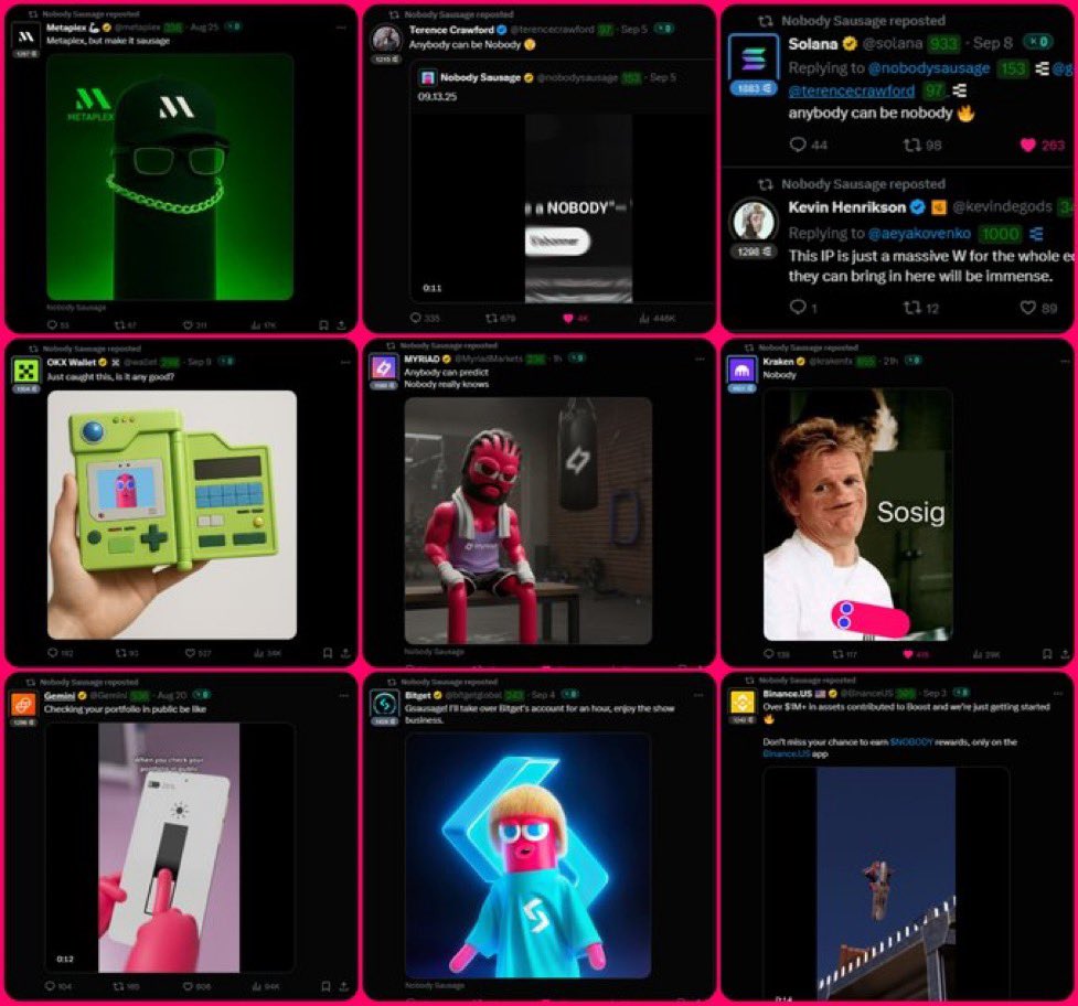 TrenchEZ (@trenchezdotfun) on Twitter photo We love to see <a href="/nobodysausage/">Nobody Sausage</a> following <a href="/pudgypenguins/">Pudgy Penguins</a> roadmap!
$NOBODY is everywhere: memes, markets, boxing, brands, and bringing heat to every timeline
$NOBODY is massively undervalued at 80mil 🔥🪖 We love to see <a href="/nobodysausage/">Nobody Sausage</a> following <a href="/pudgypenguins/">Pudgy Penguins</a> roadmap!
$NOBODY is everywhere: memes, markets, boxing, brands, and bringing heat to every timeline
$NOBODY is massively undervalued at 80mil 🔥🪖