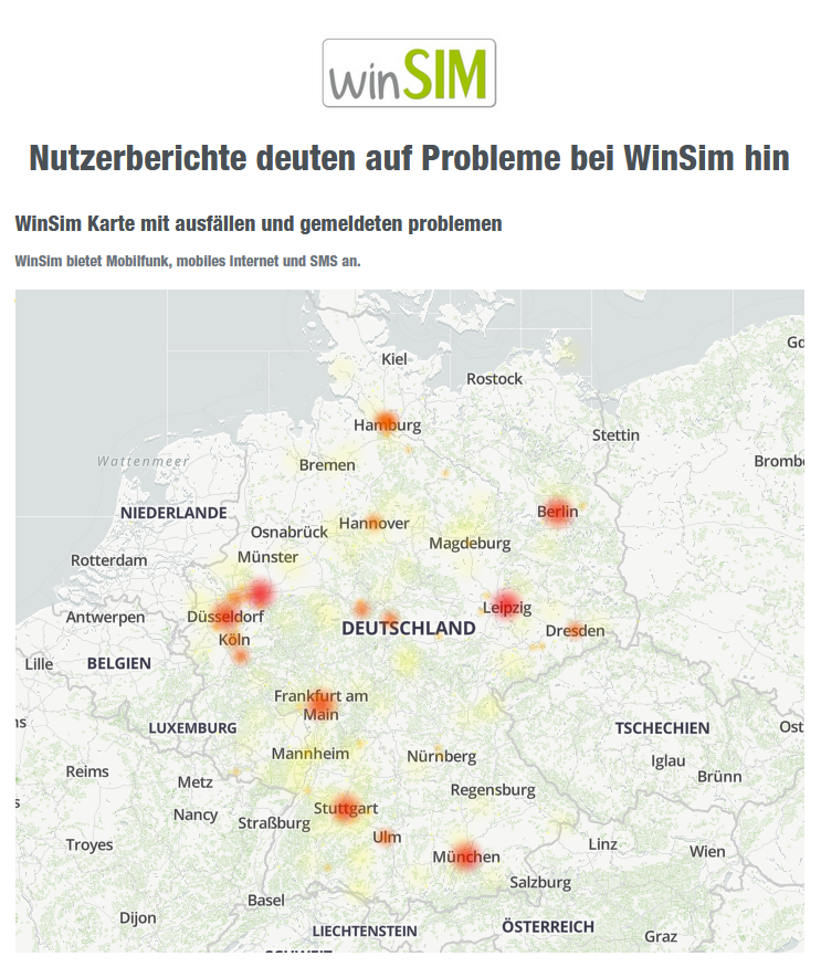 Funkwellen's tweet photo. #winsim nach Umstellung auf 5G Netz aktuell bundesweit mit massiven Netzausfällen #allestörungen #Mobilfunk https://t.co/qSkZgOu51I
