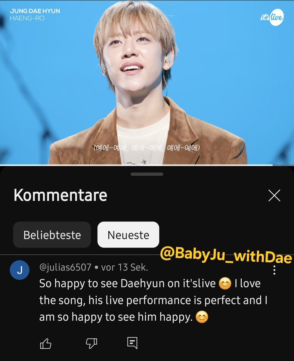 BabyJu_withDae's tweet photo. I am so happy about your comeback and to see you back on stage, Daehyun.☺️ Seeing you being happy makes me happy too. A really precious moment and a great performance on it'slive. This concept suits him so good. #itsLive_event_JUNGDAEHYUN https://t.co/MRjqQoPVTA